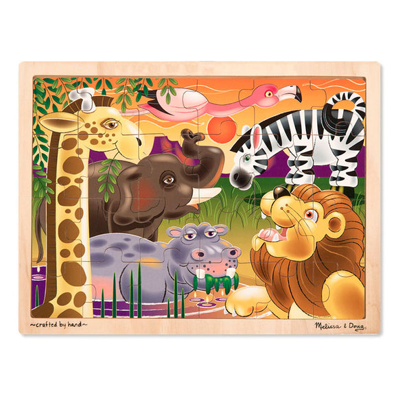 African Plains Wooden Jigsaw Puzzle (24pc) Melissa & Doug Puzzles- BibiBuzz