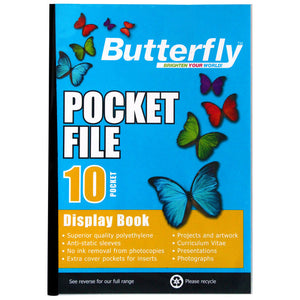 A4 Butterfly Pocket File - 10 Pocket Butterfly Stationery- BibiBuzz