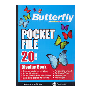A4 Butterfly Pocket File - 20 Pocket Butterfly Stationery- BibiBuzz