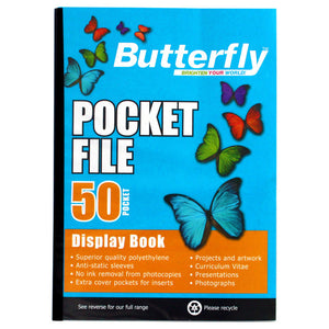A4 Butterfly Pocket File - 50 Pocket Butterfly Stationery- BibiBuzz